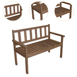 Maxbell Wood Bench W/ Backrest and Armrest Farmhouse for Outside Outdoor Front Porch