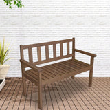 Maxbell Wood Bench W/ Backrest and Armrest Farmhouse for Outside Outdoor Front Porch