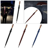 Maxbell Travel Umbrella Wooden Handle Umbrella for Outdoor Activities Camping Travel Black