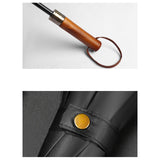 Maxbell Travel Umbrella Wooden Handle Umbrella for Outdoor Activities Camping Travel Black