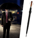 Maxbell Travel Umbrella Wooden Handle Umbrella for Outdoor Activities Camping Travel Black