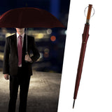 Maxbell Travel Umbrella Wooden Handle Umbrella for Outdoor Activities Camping Travel Red