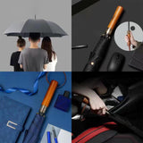 Maxbell Travel Umbrella Wooden Handle Umbrella for Outdoor Activities Camping Travel Blue