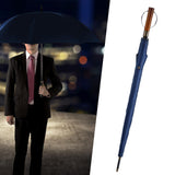 Maxbell Travel Umbrella Wooden Handle Umbrella for Outdoor Activities Camping Travel Blue