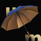 Maxbell Travel Umbrella Wooden Handle Umbrella for Outdoor Activities Camping Travel Blue