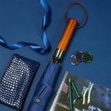 Maxbell Travel Umbrella Wooden Handle Umbrella for Outdoor Activities Camping Travel Blue