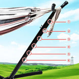 Maxbell Hammock Stand 6 Adjustable Holes 8.5ft Hammock Frame for Porch Outside Patio With blue hammock