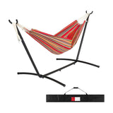 Maxbell Hammock Stand 6 Adjustable Holes 8.5ft Hammock Frame for Porch Outside Patio With red hammock