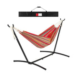 Maxbell Hammock Stand 6 Adjustable Holes 8.5ft Hammock Frame for Porch Outside Patio With red hammock