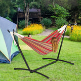 Maxbell Hammock Stand 6 Adjustable Holes 8.5ft Hammock Frame for Porch Outside Patio With red hammock