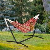 Maxbell Hammock Stand 6 Adjustable Holes 8.5ft Hammock Frame for Porch Outside Patio With red hammock