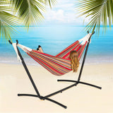 Maxbell Hammock Stand 6 Adjustable Holes 8.5ft Hammock Frame for Porch Outside Patio With red hammock