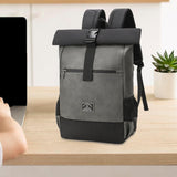 Maxbell Laptop Backpack for Women Men Roll Top Backpack for Cycling Weekender Travel Grey