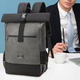 Maxbell Laptop Backpack for Women Men Roll Top Backpack for Cycling Weekender Travel Grey