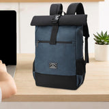 Maxbell Laptop Backpack for Women Men Roll Top Backpack for Cycling Weekender Travel Blue