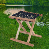 Maxbell Folding Stool Wooden Lightweight Home Furniture Multiuse for Yard Travel BBQ 31cm