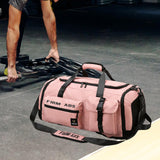 Maxbell Gym Bag with Shoe Compartment Portable Travel Duffle Bag for Trips Gym Beach Pink