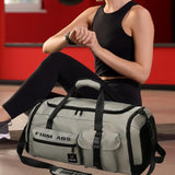 Maxbell Gym Bag with Shoe Compartment Portable Travel Duffle Bag for Trips Gym Beach Grey