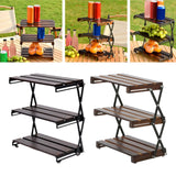 Maxbell Camping Folding Storage Rack Versatile Organizer for Kitchen Outdoor Picnics Wood Surface