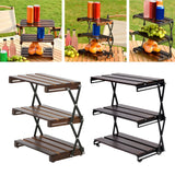 Maxbell Camping Folding Storage Rack Versatile Organizer for Kitchen Outdoor Picnics Wood Surface