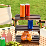 Maxbell Camping Folding Storage Rack Versatile Organizer for Kitchen Outdoor Picnics Wood Surface