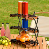 Maxbell Camping Folding Storage Rack Versatile Organizer for Kitchen Outdoor Picnics Wood Surface