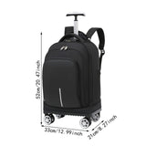 Maxbell Rolling Backpack Large Capacity Wheeled Backpack for Overnight Travel Adults Black