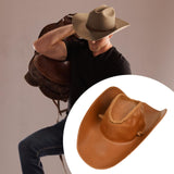 Maxbell Cowboy Hat Summer with Adjustable Chin Strap for Holiday Themed Party Street brown