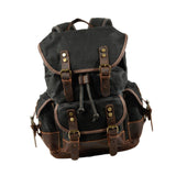 Maxbell Canvas Backpack Outdoor Portable Casual Daypack for Fishing Trekking Camping Black