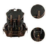 Maxbell Canvas Backpack Outdoor Portable Casual Daypack for Fishing Trekking Camping Black