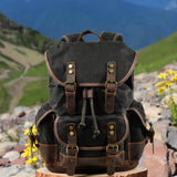 Maxbell Canvas Backpack Outdoor Portable Casual Daypack for Fishing Trekking Camping Black