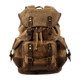 Maxbell Canvas Backpack Outdoor Portable Casual Daypack for Fishing Trekking Camping Khaki