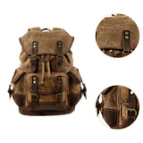 Maxbell Canvas Backpack Outdoor Portable Casual Daypack for Fishing Trekking Camping Khaki