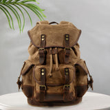 Maxbell Canvas Backpack Outdoor Portable Casual Daypack for Fishing Trekking Camping Khaki