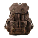 Maxbell Canvas Backpack Outdoor Portable Casual Daypack for Fishing Trekking Camping Dark Color Coffee