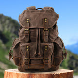Maxbell Canvas Backpack Outdoor Portable Casual Daypack for Fishing Trekking Camping Dark Color Coffee