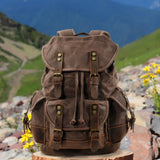 Maxbell Canvas Backpack Outdoor Portable Casual Daypack for Fishing Trekking Camping Dark Color Coffee