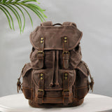 Maxbell Canvas Backpack Outdoor Portable Casual Daypack for Fishing Trekking Camping Dark Color Coffee