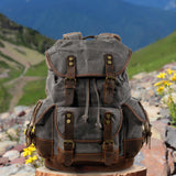 Maxbell Canvas Backpack Outdoor Portable Casual Daypack for Fishing Trekking Camping Gray