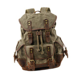 Maxbell Canvas Backpack Outdoor Portable Casual Daypack for Fishing Trekking Camping Dark Green