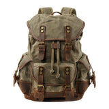 Maxbell Canvas Backpack Outdoor Portable Casual Daypack for Fishing Trekking Camping Dark Green