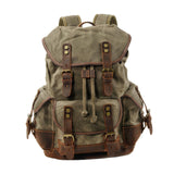 Maxbell Canvas Backpack Outdoor Portable Casual Daypack for Fishing Trekking Camping Dark Green