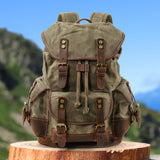 Maxbell Canvas Backpack Outdoor Portable Casual Daypack for Fishing Trekking Camping Dark Green