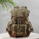Maxbell Canvas Backpack Outdoor Portable Casual Daypack for Fishing Trekking Camping Dark Green