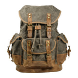 Maxbell Canvas Backpack Outdoor Portable Casual Daypack for Fishing Trekking Camping Deep Green