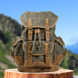 Maxbell Canvas Backpack Outdoor Portable Casual Daypack for Fishing Trekking Camping Deep Green