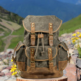 Maxbell Canvas Backpack Outdoor Portable Casual Daypack for Fishing Trekking Camping Deep Green