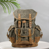 Maxbell Canvas Backpack Outdoor Portable Casual Daypack for Fishing Trekking Camping Deep Green