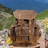 Maxbell Canvas Backpack Outdoor Portable Casual Daypack for Fishing Trekking Camping Coffee