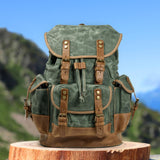 Maxbell Canvas Backpack Outdoor Portable Casual Daypack for Fishing Trekking Camping Lake Green